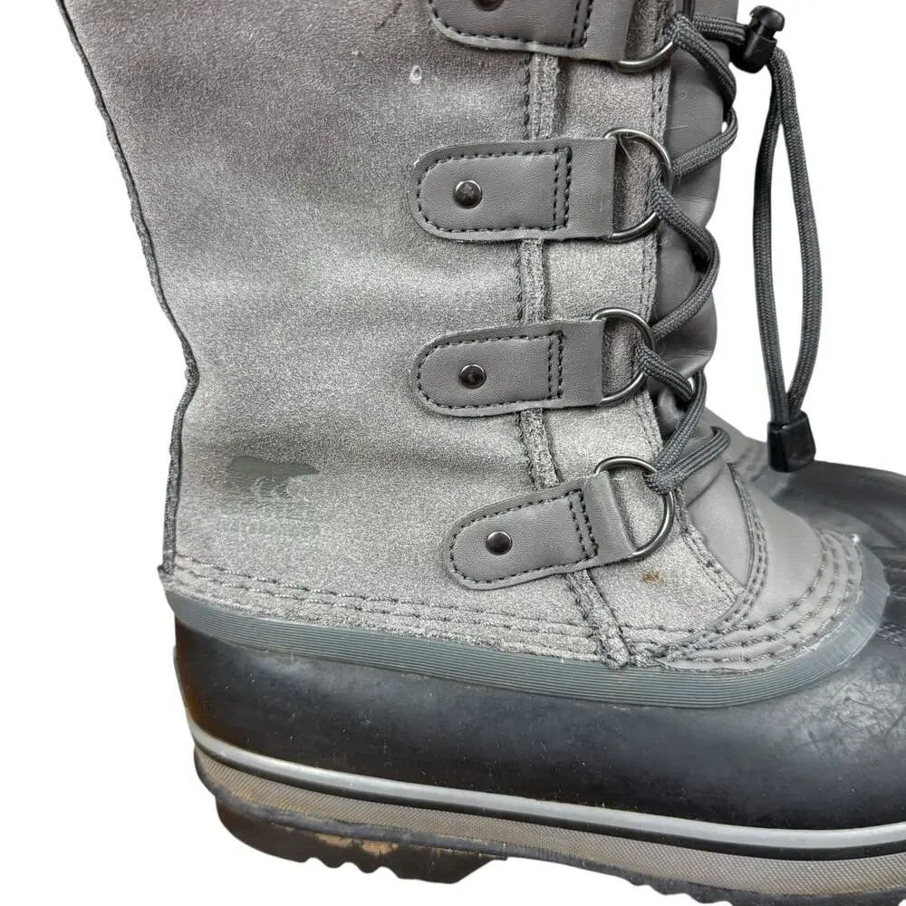 Sorel Joan of Artic Snow Boots Faux Fur Lace Up Winter Shoes Kids Youth sz 4